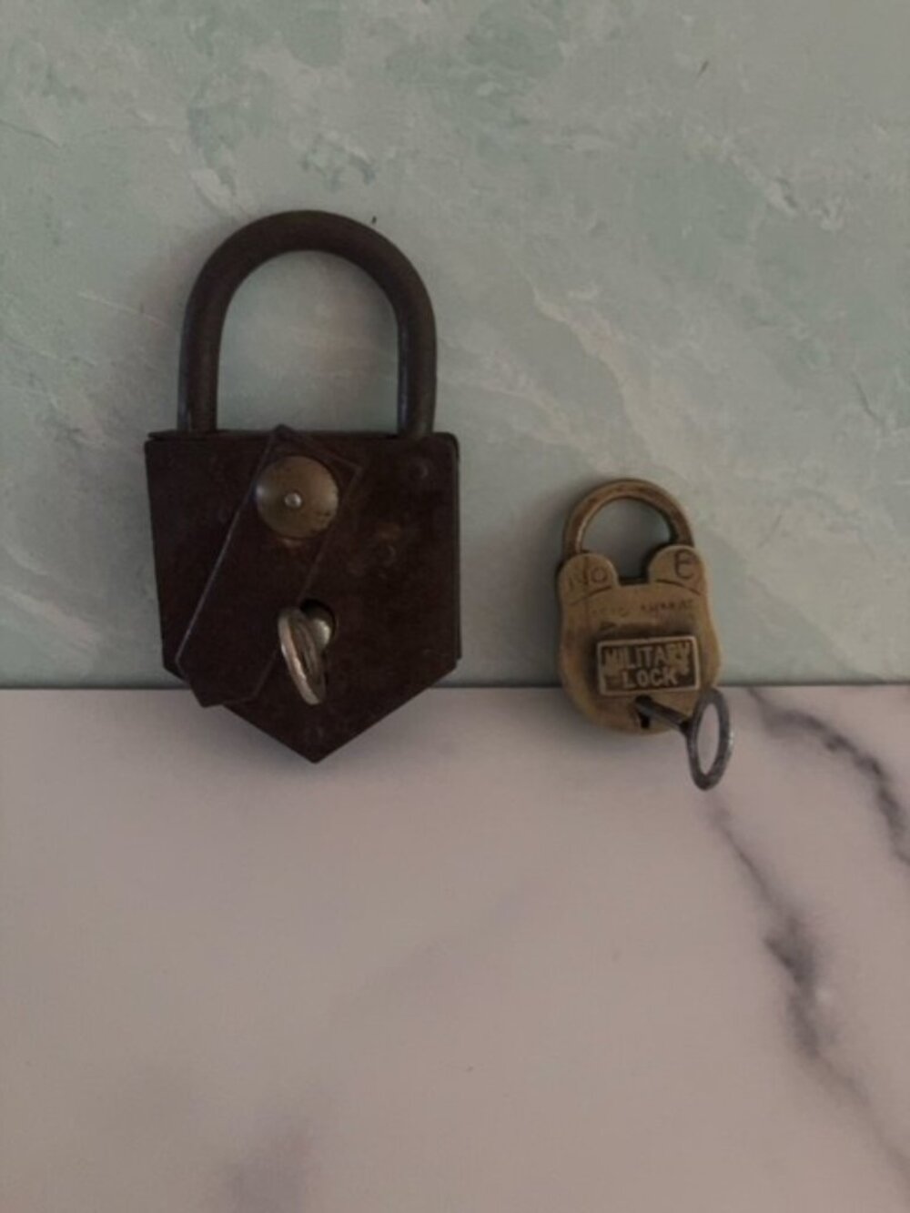 Antique Metal  Locks, with Original Keys Military, Cool Decor, A Pair